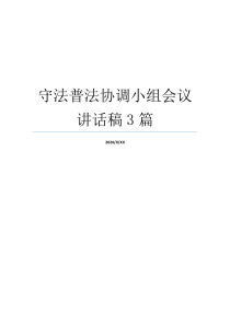 守法普法协调小组会议讲话稿3篇