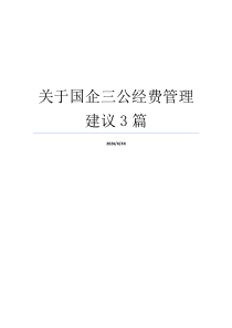 关于国企三公经费管理建议3篇