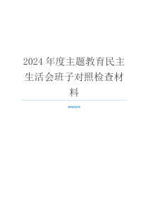 2024年度主题教育民主生活会班子对照检查材料