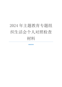 2024年主题教育专题组织生活会个人对照检查材料