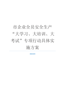 市企业全员安全生产“大学习、大培训、大考试”专项行动具体实施方案