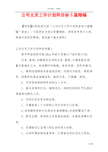 公司文员工作计划和目标5篇精编