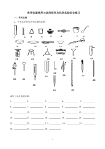 常用仪器使用与试剂保存及化学实验安全练习