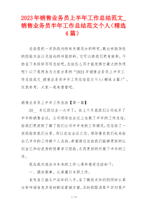 2023年销售业务员上半年工作总结范文_销售业务员半年工作总结范文个人（精选4篇）