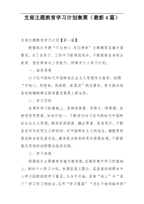 支部主题教育学习计划集聚（最新4篇）