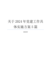 关于2024年党建工作具体实施方案5篇