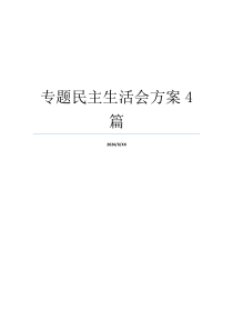 专题民主生活会方案4篇