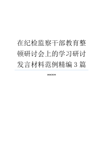 在纪检监察干部教育整顿研讨会上的学习研讨发言材料范例精编3篇