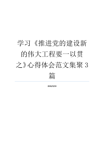 学习《推进党的建设新的伟大工程要一以贯之》心得体会范文集聚3篇