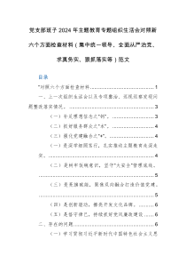 党支部班子2024年主题教育专题组织生活会对照新六个方面检查材料（集中统一领导、全面从严治党、求