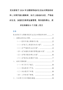 党支部班子2024年主题教育组织生活会对照剖析材料（对照开展主题教育、执行上级组织决定、严格组织