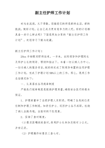 副主任护师工作计划