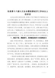 在县委十六届七次全会暨县委经济工作会议上的讲话