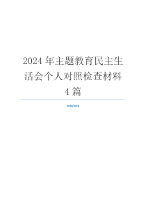 2024年主题教育民主生活会个人对照检查材料4篇