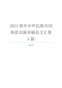 2024筑牢中华民族共同体意识演讲稿范文汇集3篇