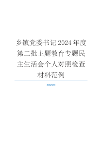 乡镇党委书记2024年度第二批主题教育专题民主生活会个人对照检查材料范例