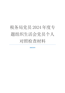 税务局党员2024年度专题组织生活会党员个人对照检查材料