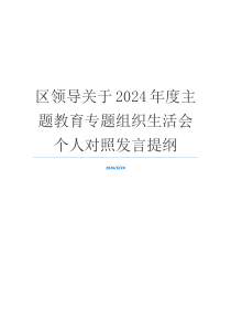 区领导关于2024年度主题教育专题组织生活会个人对照发言提纲