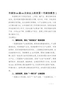 市政协委员在市政协会议上的发言3篇