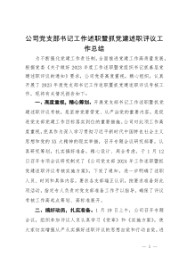 公司党支部书记工作述职暨抓党建述职评议工作总结