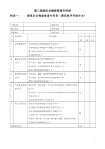 施工现场安全生产隐患排查专用表