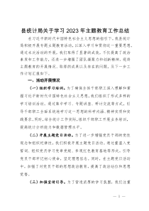 县统计局关于学习2023年主题教育工作总结