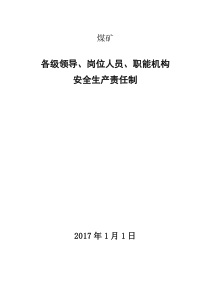 最新煤矿各领导、职能机构、岗位人员安全生产责任制