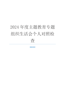 2024年度主题教育专题组织生活会个人对照检查