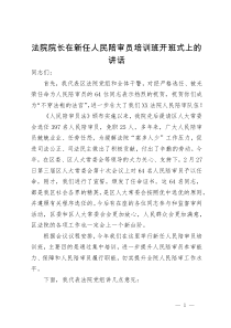 法院院长在新任人民陪审员培训班开班式上的讲话