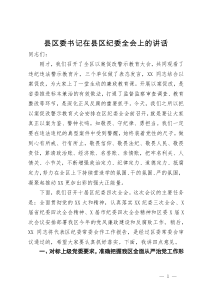 县区委书记在县区纪委全会上的讲话