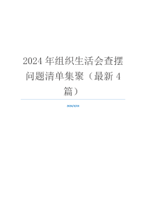 2024年组织生活会查摆问题清单集聚（最新4篇）