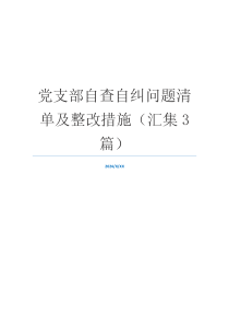 党支部自查自纠问题清单及整改措施（汇集3篇）