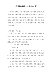 公司财务部个人总结5篇