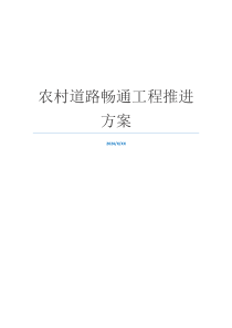 农村道路畅通工程推进方案