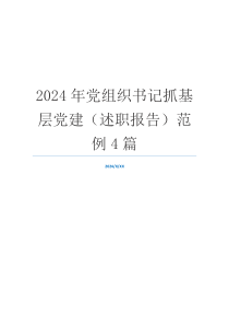 2024年党组织书记抓基层党建（述职报告）范例4篇