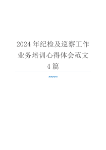 2024年纪检及巡察工作业务培训心得体会范文4篇