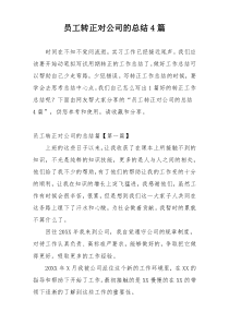 员工转正对公司的总结4篇