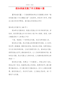 假如我被克隆了作文精编5篇