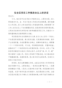 在全区项目工作推进会议上的讲话