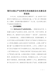 落实全面从严治党责任和加强政治生态建设述职报告