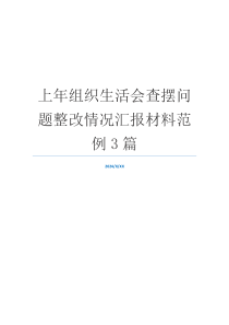 上年组织生活会查摆问题整改情况汇报材料范例3篇