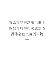 善始善终推动第二批主题教育取得扎实成效心得体会范文范例4篇