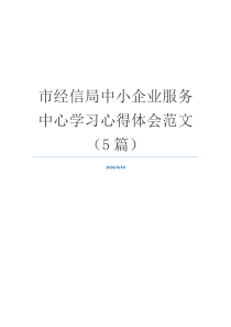 市经信局中小企业服务中心学习心得体会范文（5篇）