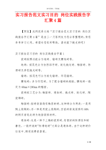 实习报告范文实习目的 岗位实践报告字汇聚4篇