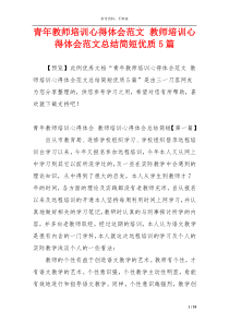 青年教师培训心得体会范文 教师培训心得体会范文总结简短优质5篇