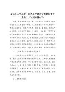 乡镇人大主席关于第二批主题教育专题民主生活会个人对照检查材料