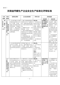 甲醇生产企业安全生产标准化评审标准