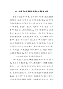 XX支部委员会专题组织生活会对照检查材料