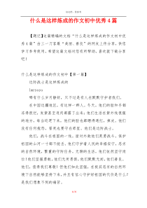 什么是这样炼成的作文初中优秀4篇