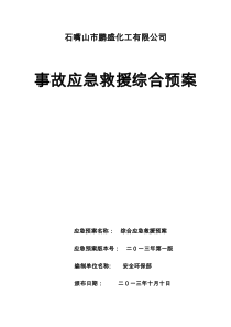 石嘴山市鹏盛化工有限公司安全生产事故综合救援预案